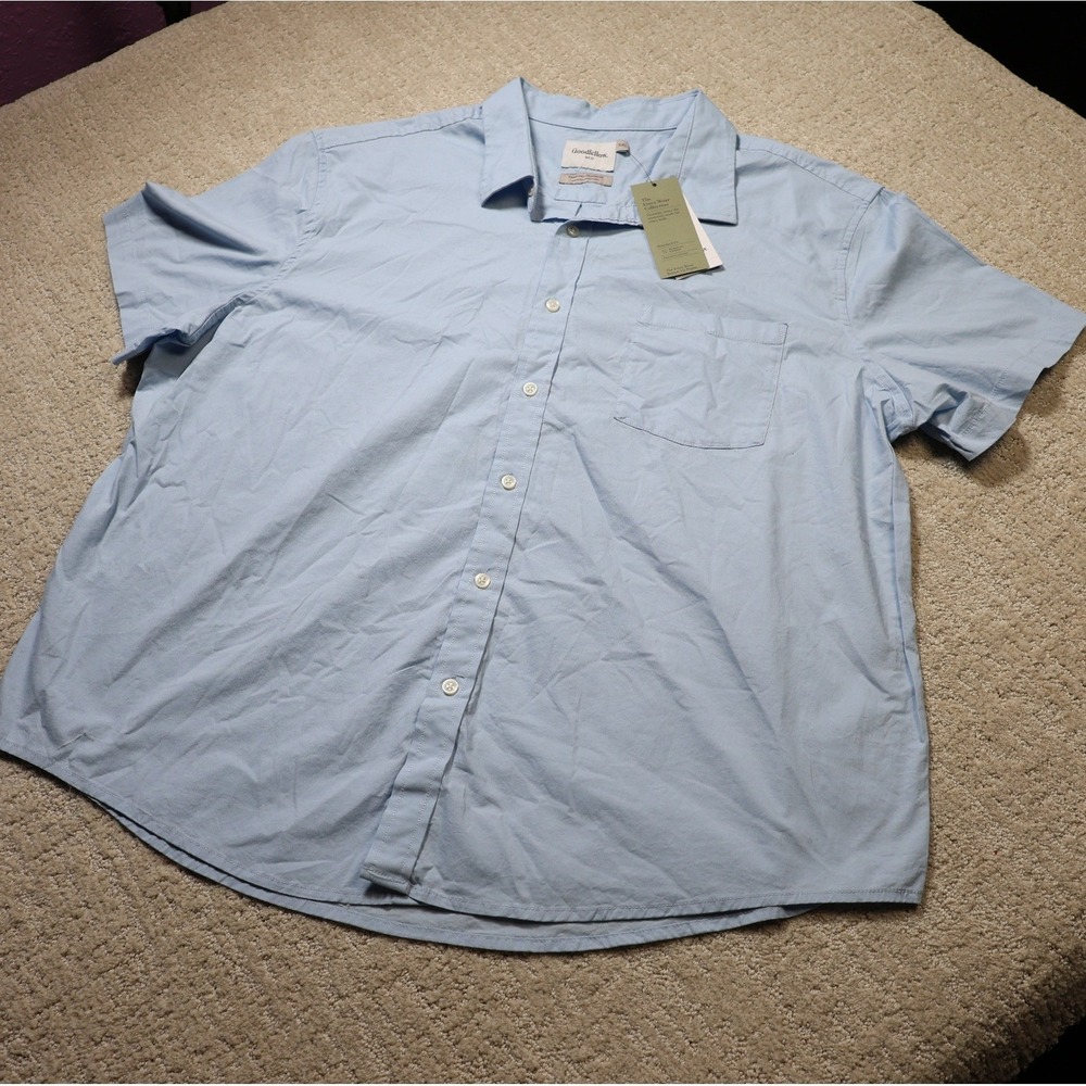 Goodfellow & Co Mens XXL Light Blue SS Poplin Button Up Shirt Every Wear New